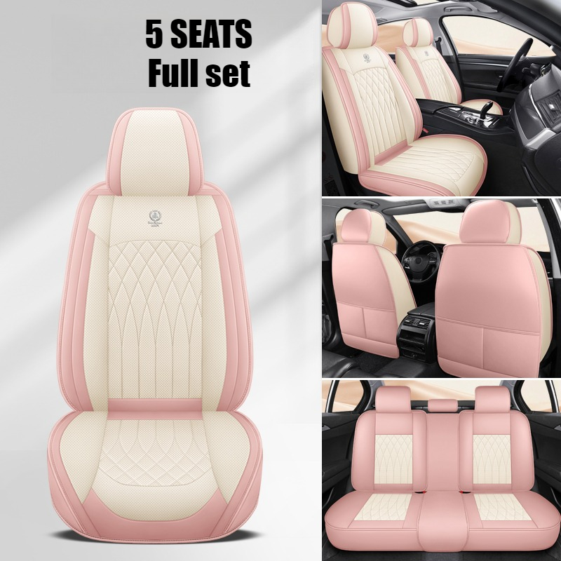 Leather Car Seat Covers Full Set Universal - مجموعة كاملة من أغطية مقاعد السيارة