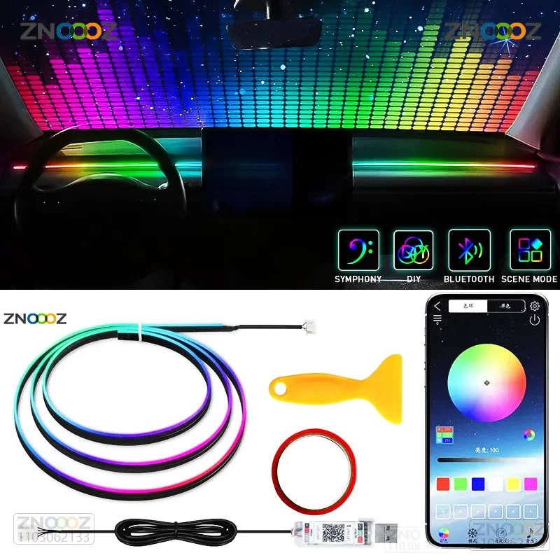 Led Ambient Interior Car Lights App Control - ZNOOOZ-مصابيح LED داخلية لسيارة RGB ،