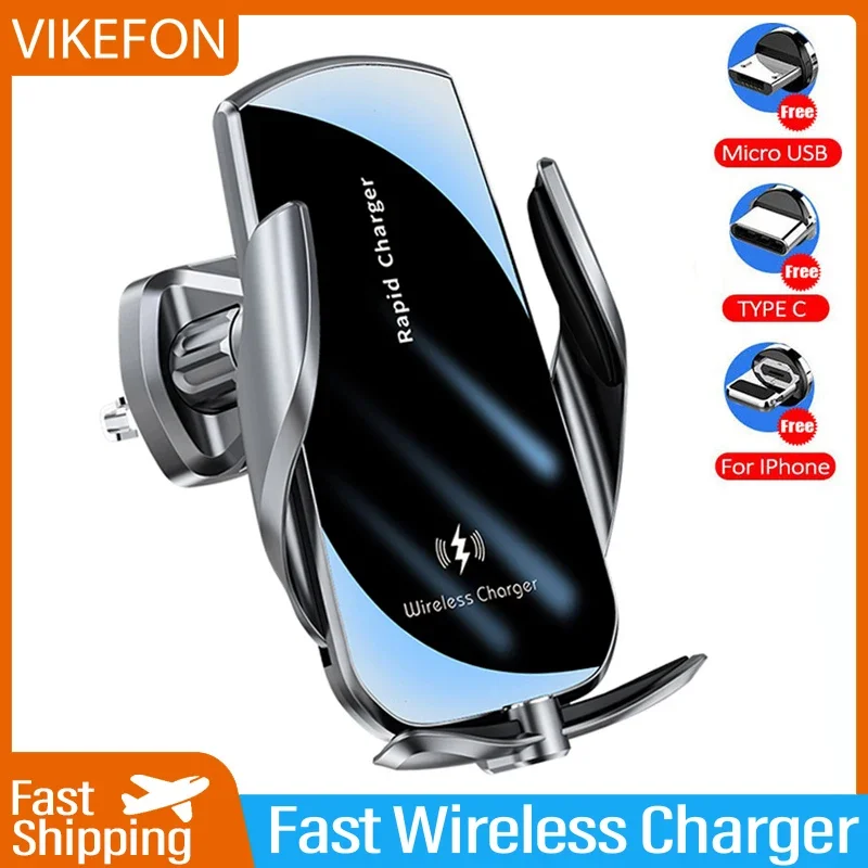 Wireless Car Charger Mount Fast Charging - VIKEFON-شاحن سيارة لاسلكي ، شواحن سيارات