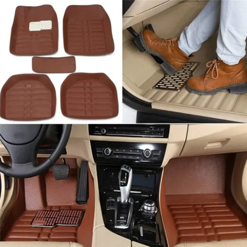 Car Floor Mats Universal Waterproof Leather - 5 قطعة قسط سهلة التنظيف مقاوم
