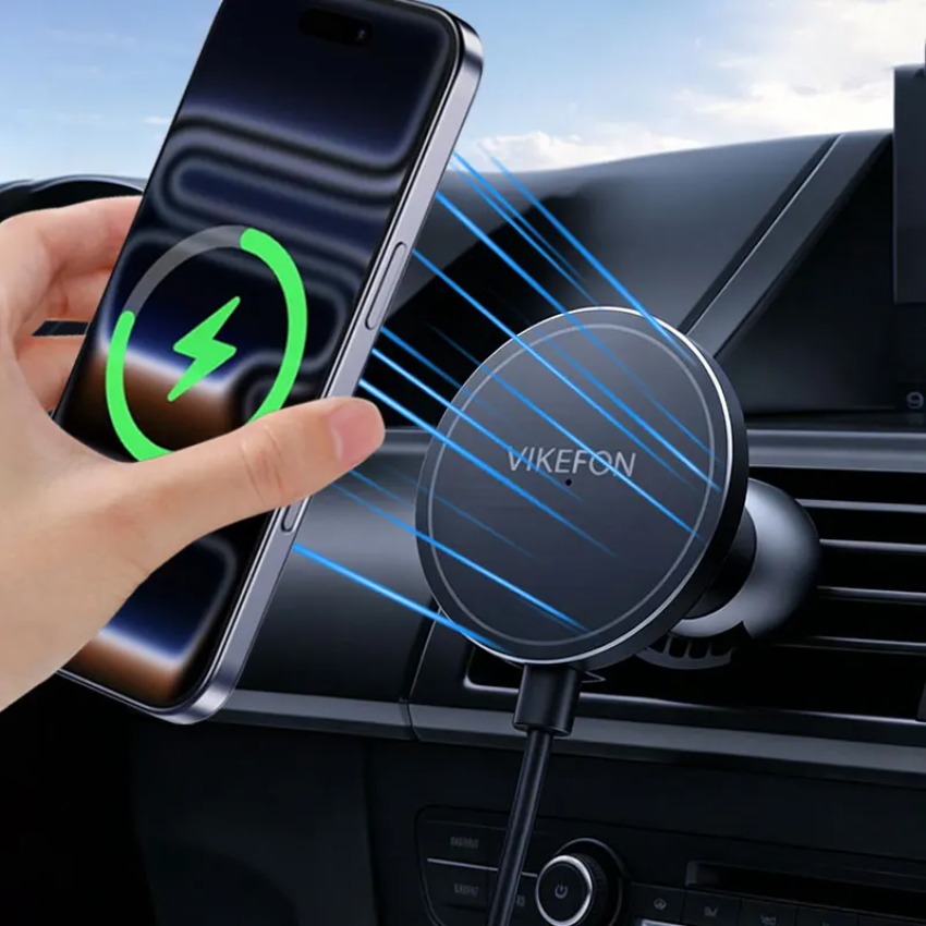 Magnetic Phone Holder For Car Vent - شاحن سيارة لاسلكي مع حامل هاتف