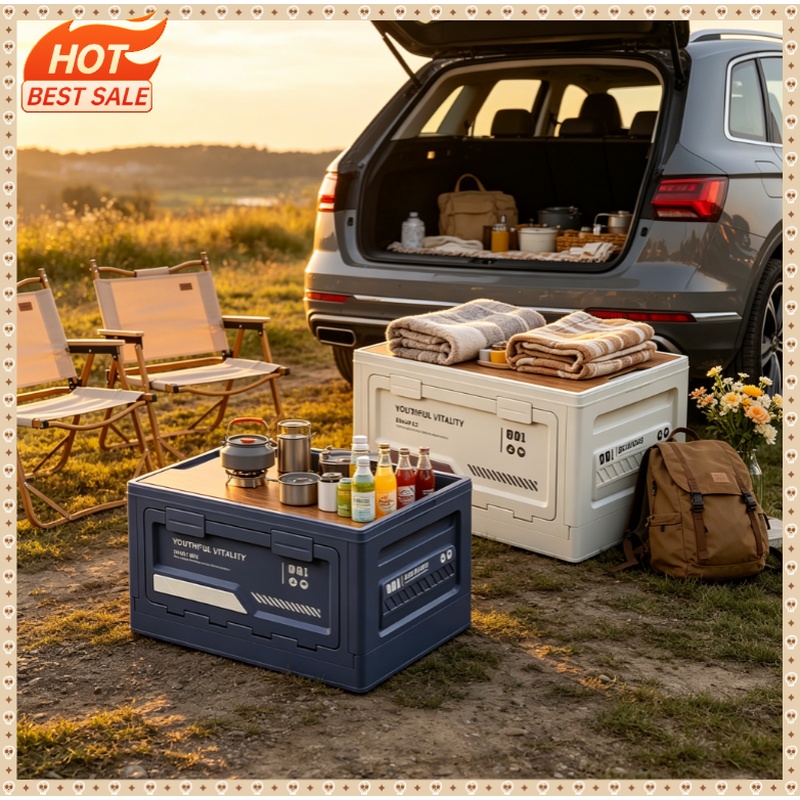 Car Trunk Organizer Foldable Storage Box - صندوق تخزين خارجي قابل للطي للتخييم،