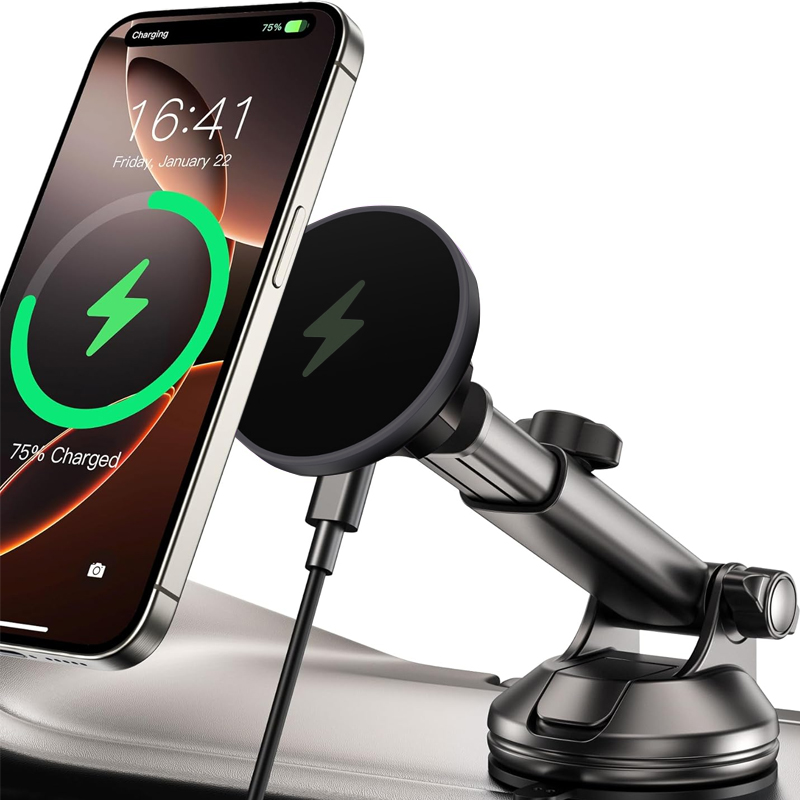 Wireless Car Charger Mount Fast Charging - UYUXIO 15 واط شحن سريع الزجاج