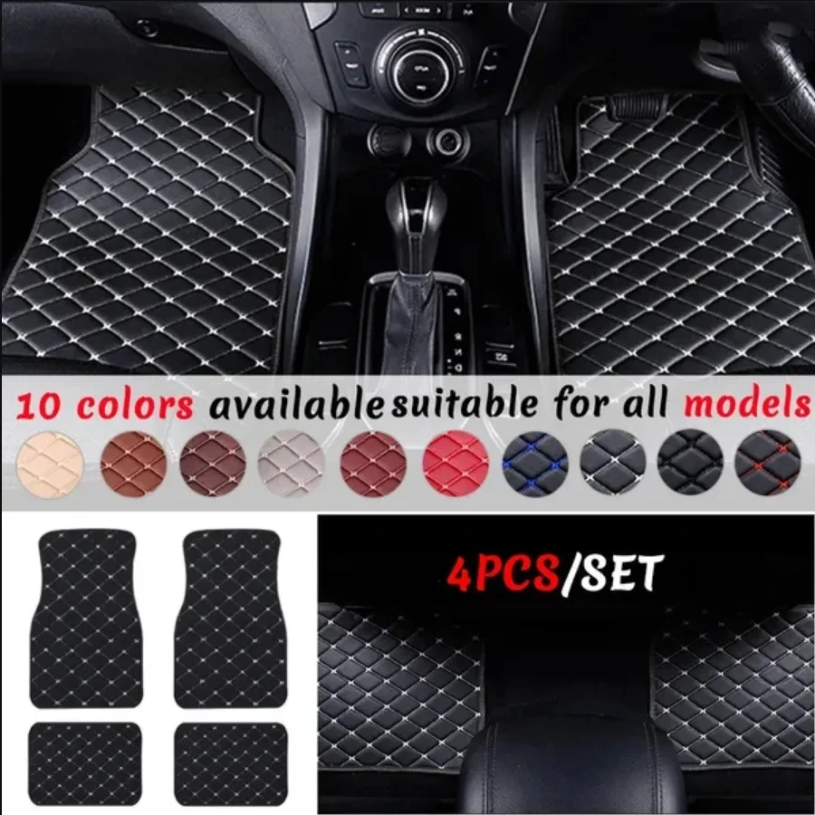 Car Floor Mats Universal Waterproof Leather - الحصير سيارة 4 قطع العالمي بو