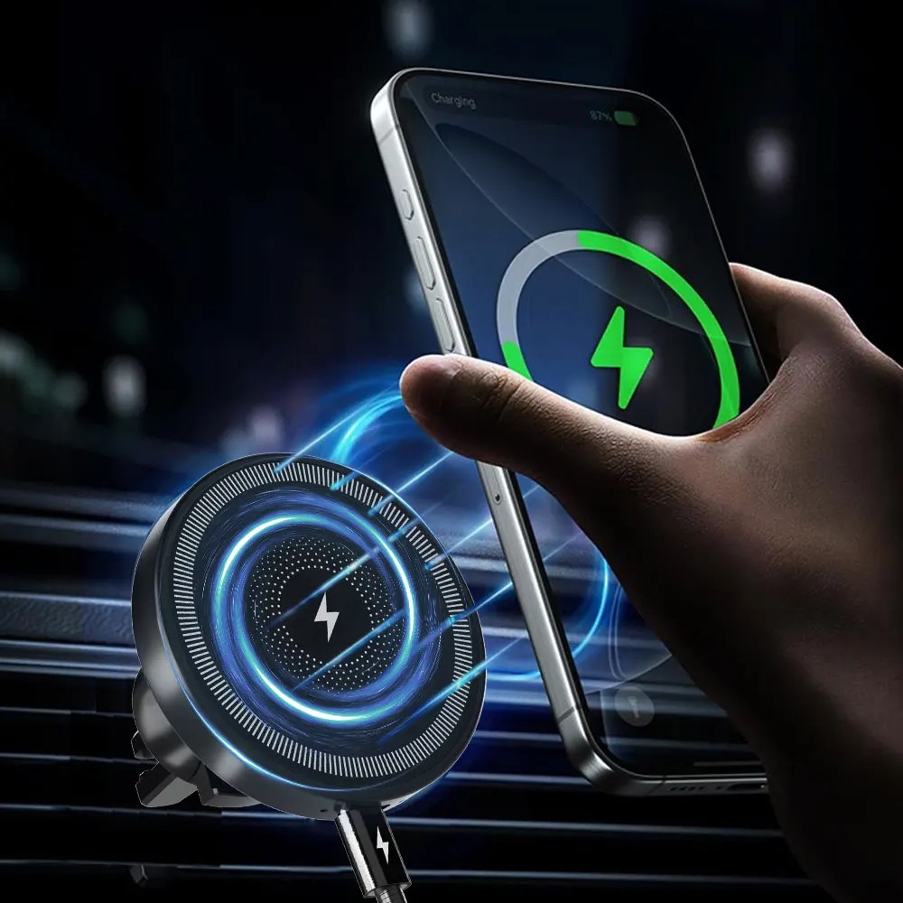 شاحن سيارة لاسلكي مغناطيسي وحا - مراجعة Wireless Car Charger Mount Fast Charging وسعره
