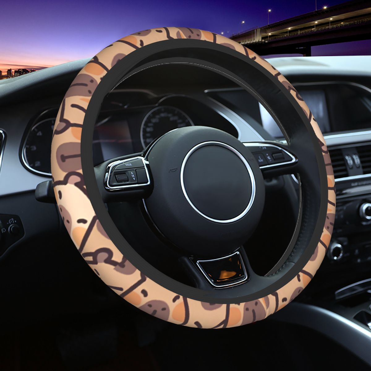Kawaii أنيمي كابيبارا غطاء عجل - مراجعة Car Steering Wheel Cover Anti Slip Breathable وسعره