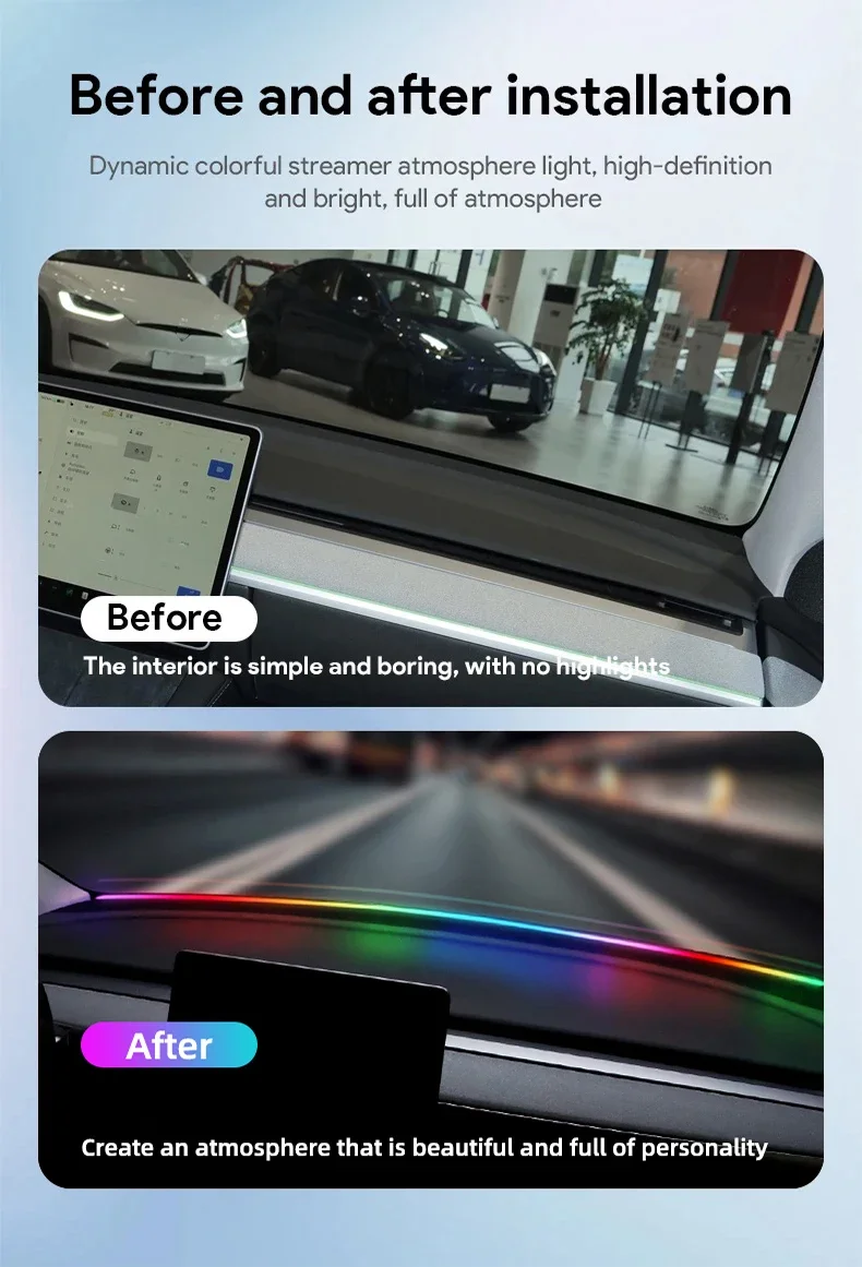 140/150 سنتيمتر LED سيارة المح - مراجعة Led Ambient Interior Car Lights App Control وسعره