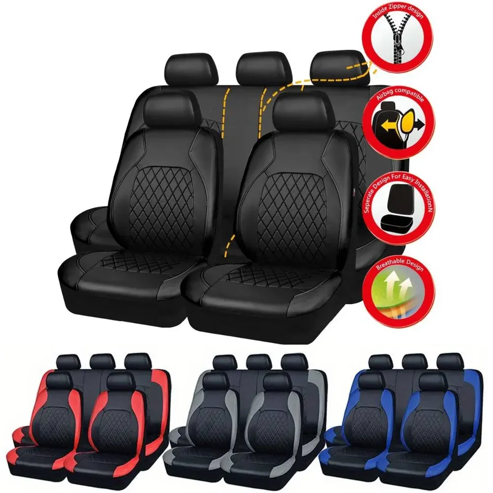 أغطية مقاعد سيارات عالمية من ا - مراجعة Leather Car Seat Covers Full Set Universal وسعره