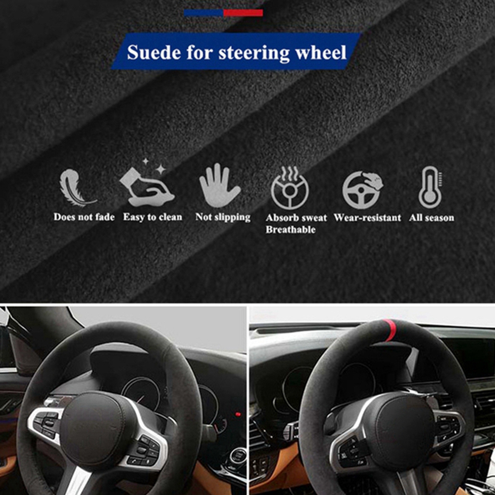 المضادة للانزلاق الأسود الجلد  - مراجعة Car Steering Wheel Cover Anti Slip Breathable وسعره