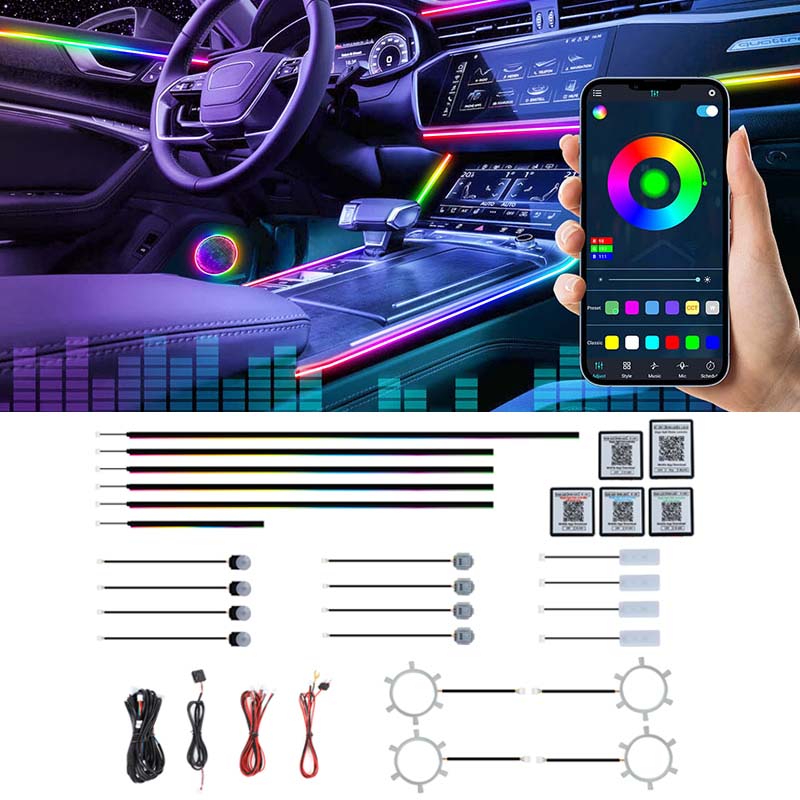 مجموعة إضاءة داخلية للسيارة بت - مراجعة Led Ambient Interior Car Lights App Control وسعره