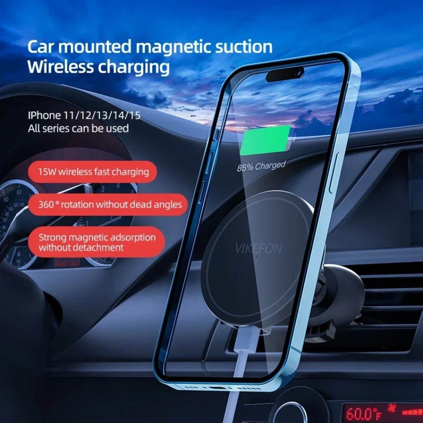 شاحن سيارة لاسلكي مع حامل هاتف - مراجعة Magnetic Phone Holder For Car Vent وسعره