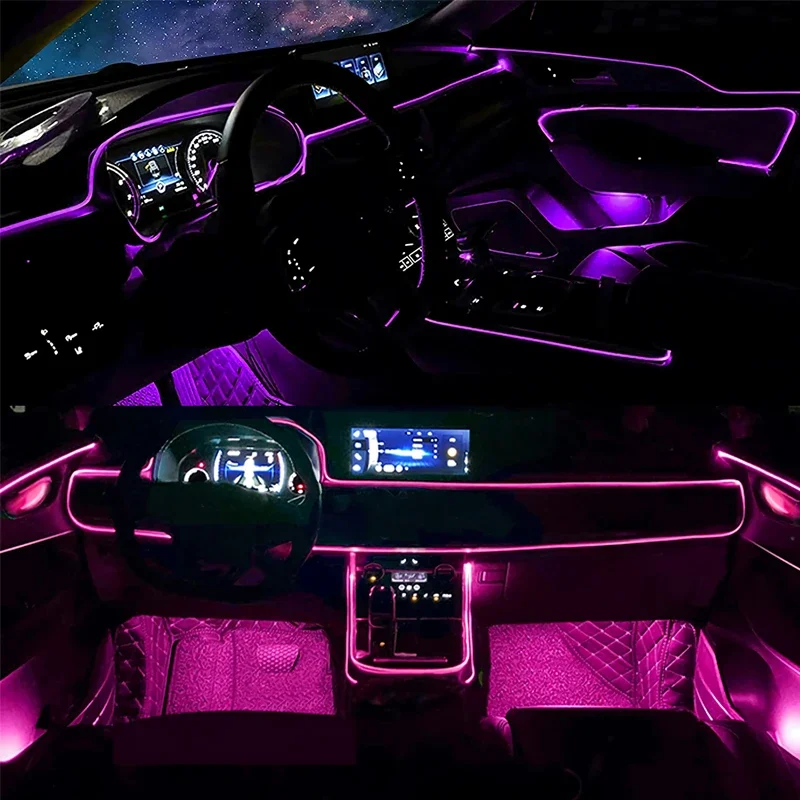 أضواء سلك EL مرنة مع التحكم في - مراجعة Led Ambient Interior Car Lights App Control وسعره