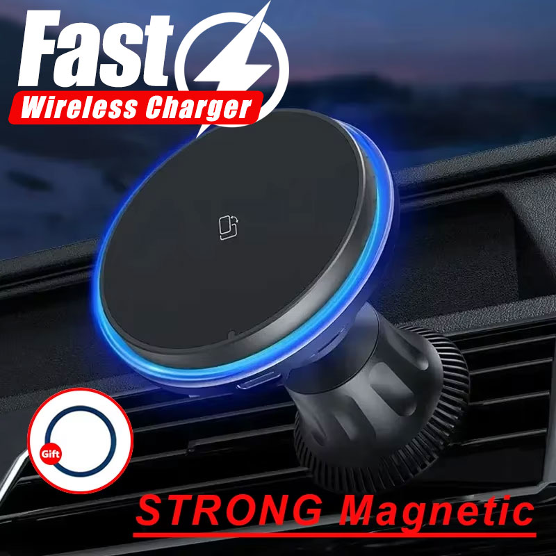 شاحن سيارة لاسلكي مغناطيسي LED - مراجعة Wireless Car Charger Mount Fast Charging وسعره