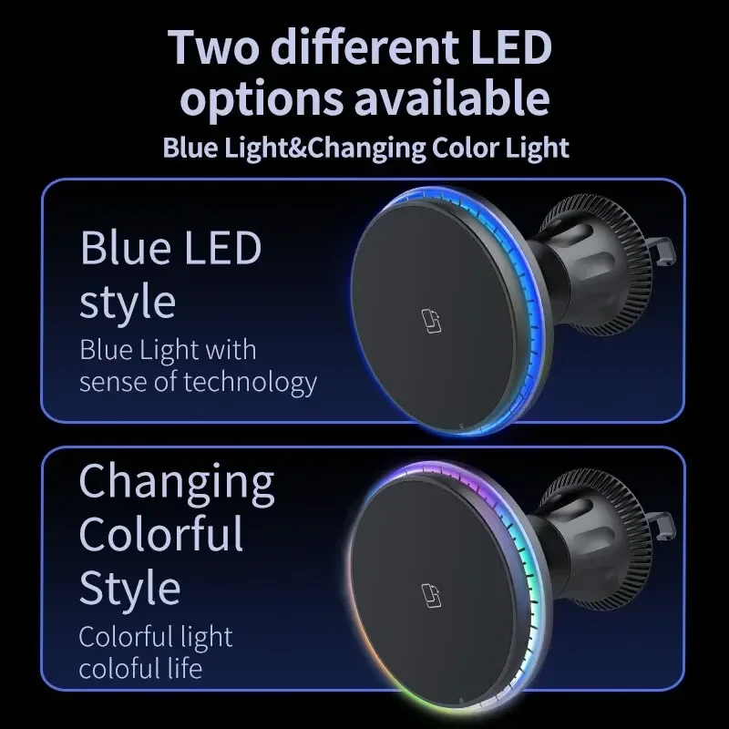 شاحن سيارة لاسلكي مغناطيسي LED - مراجعة Wireless Car Charger Mount Fast Charging وسعره