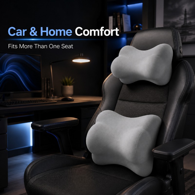 وسادة رأس ودعم للظهر والرقبة ل - مراجعة Memory Foam Car Neck Pillow Lumbar Support وسعره