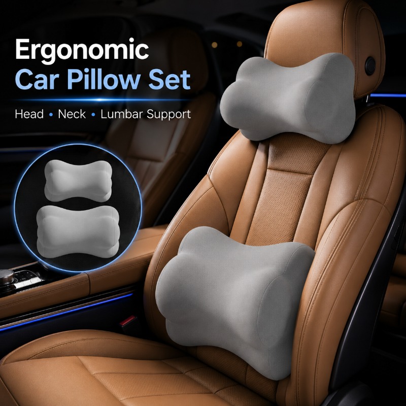 وسادة رأس ودعم للظهر والرقبة ل - مراجعة Memory Foam Car Neck Pillow Lumbar Support وسعره