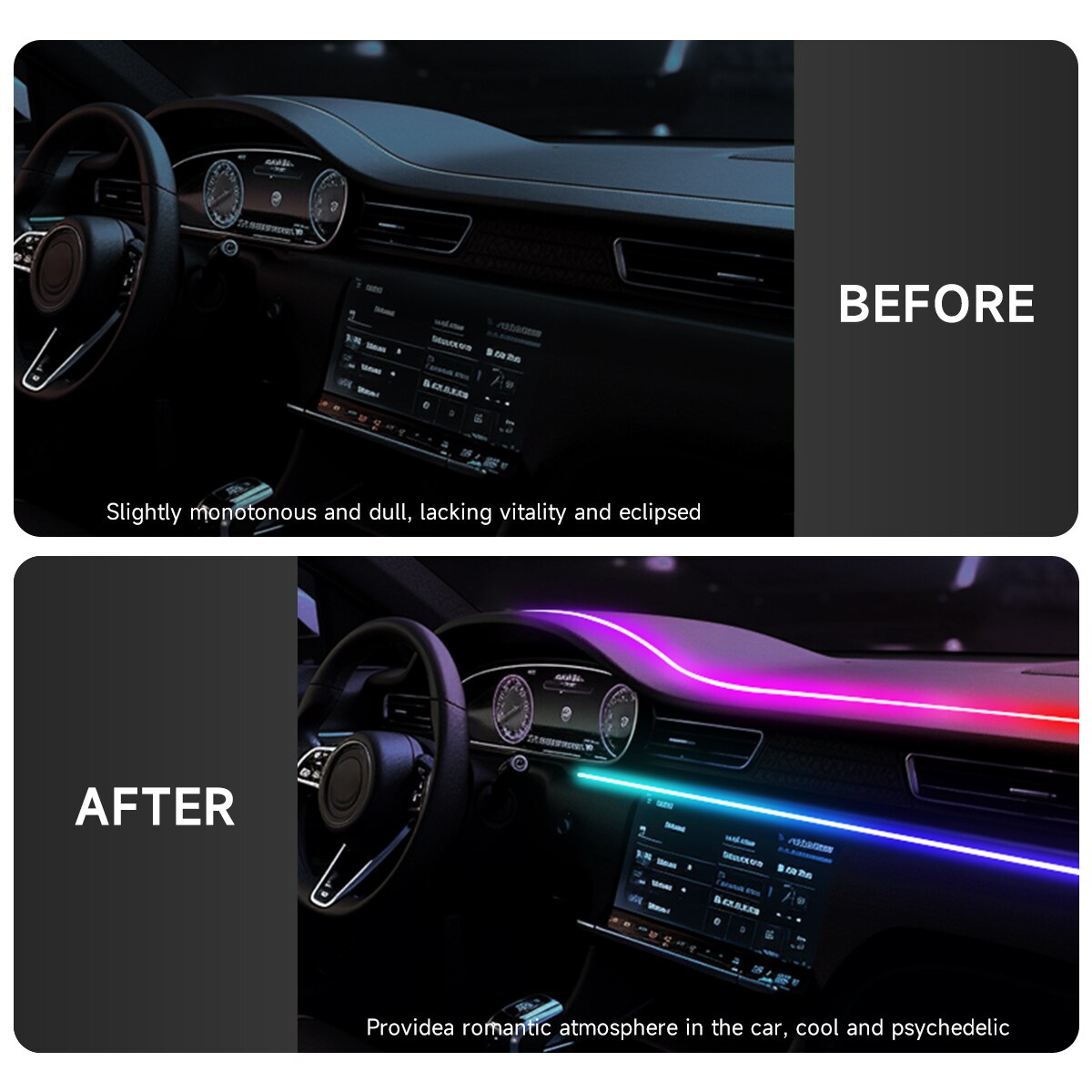 مصباح جو داخلي للسيارة LED محي - مراجعة Led Ambient Interior Car Lights App Control وسعره