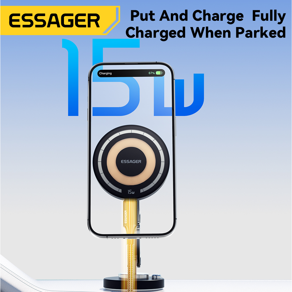 Essager شاحن لاسلكي مغناطيسي ح - مراجعة Wireless Car Charger Mount Fast Charging وسعره