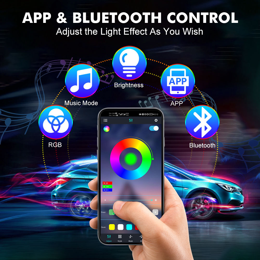 النيون LED الداخلية سيارة ضوء  - مراجعة Led Ambient Interior Car Lights App Control وسعره
