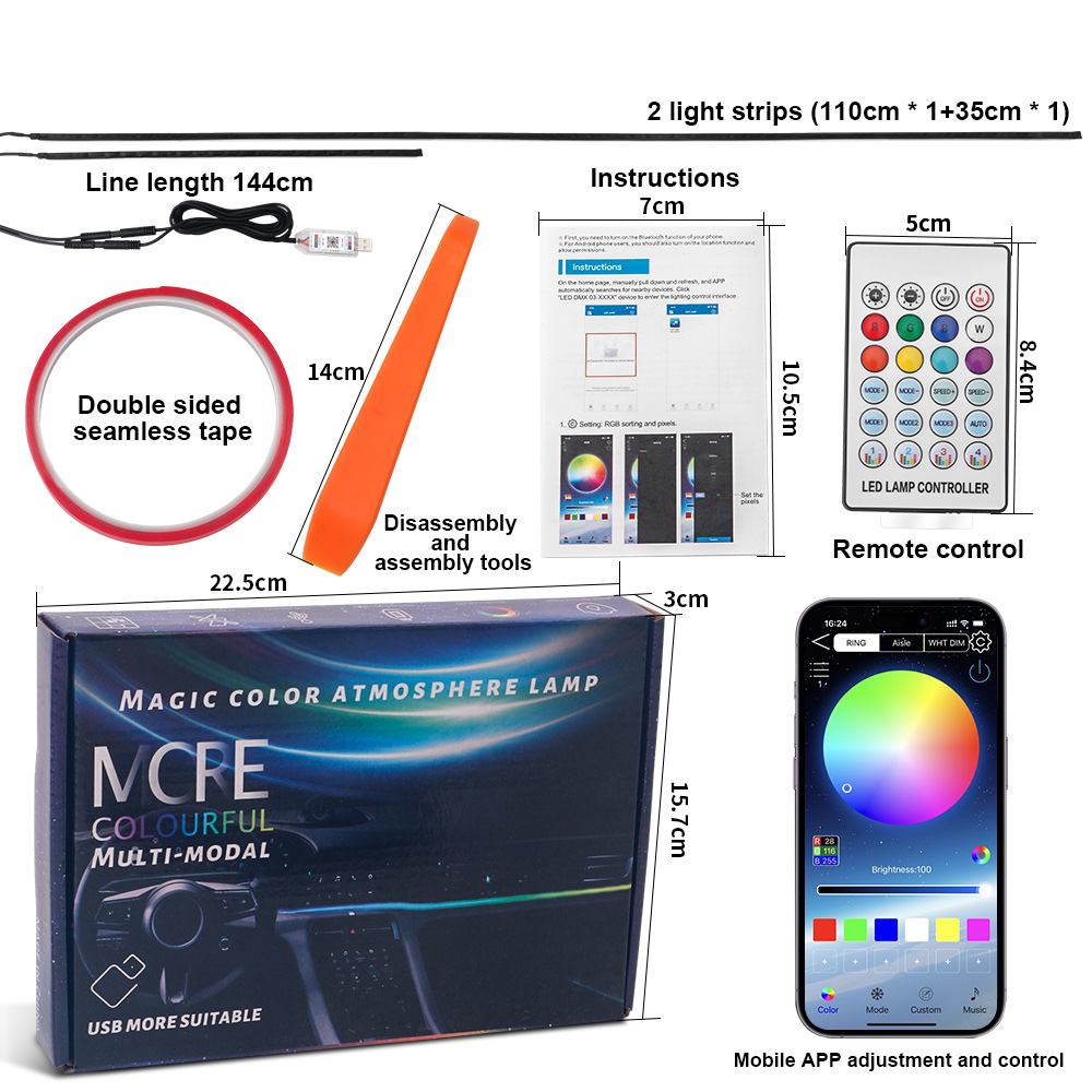 مصباح محيط LED للسيارة USB ، ش - مراجعة Led Ambient Interior Car Lights App Control وسعره
