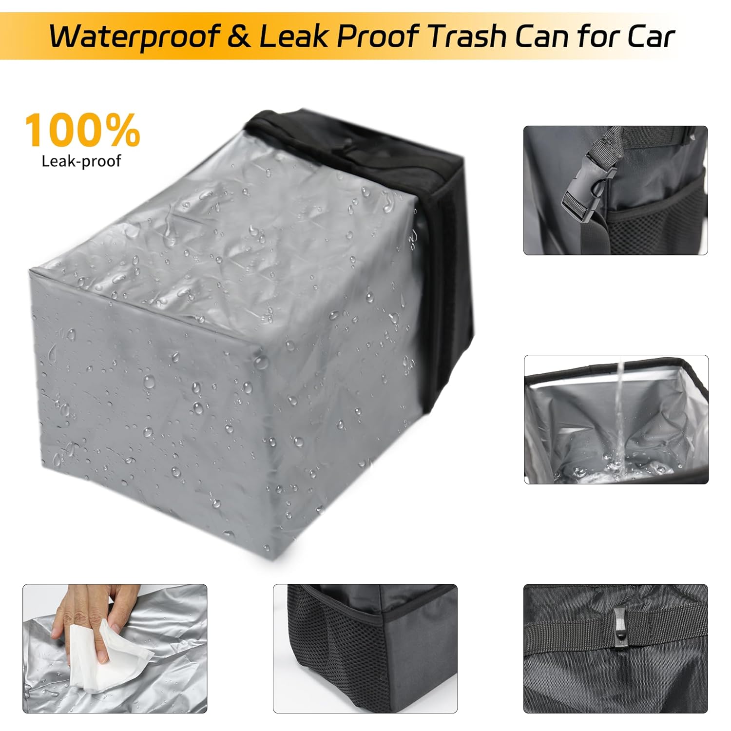 سلة مهملات السيارة 3 في 1 مع غ - مراجعة Waterproof Car Trash Can With Lid وسعره