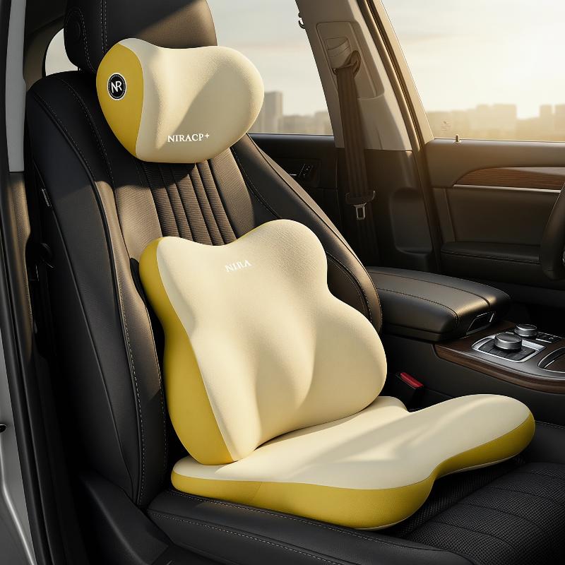 مجموعة وسائد دعم أسفل الظهر وم - مراجعة Memory Foam Car Neck Pillow Lumbar Support وسعره