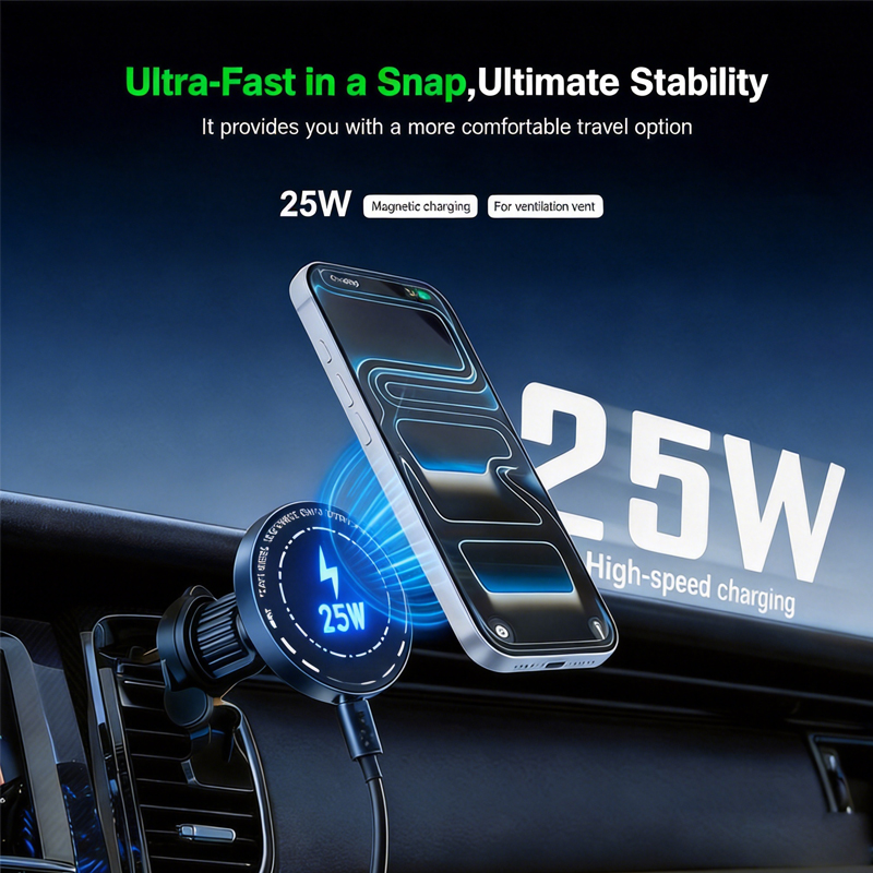 شاحن سيارة لاسلكي مغناطيسي قوي - مراجعة Magnetic Phone Holder For Car Vent وسعره