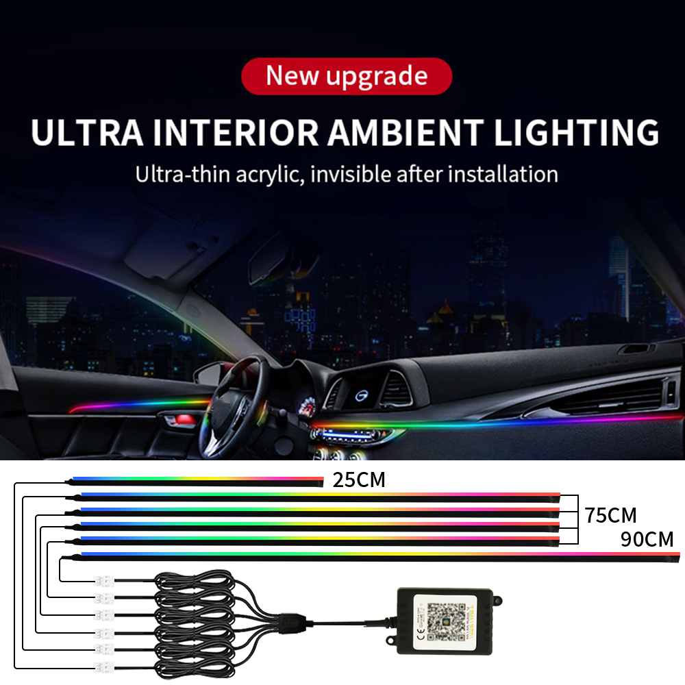 سيمفوني مجموعة أضواء السيارة ا - مراجعة Led Ambient Interior Car Lights App Control وسعره