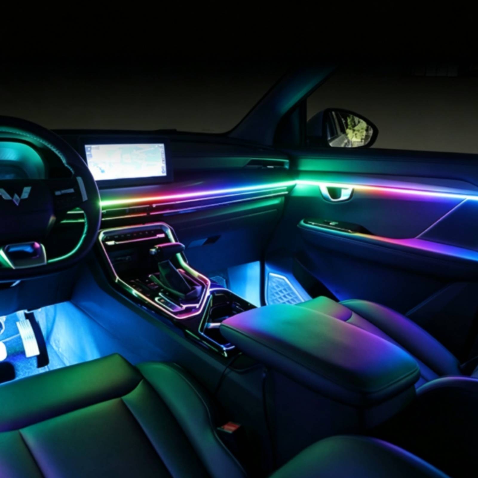 6 قطع من أشرطة الإضاءة LED الأ - مراجعة Led Ambient Interior Car Lights App Control وسعره